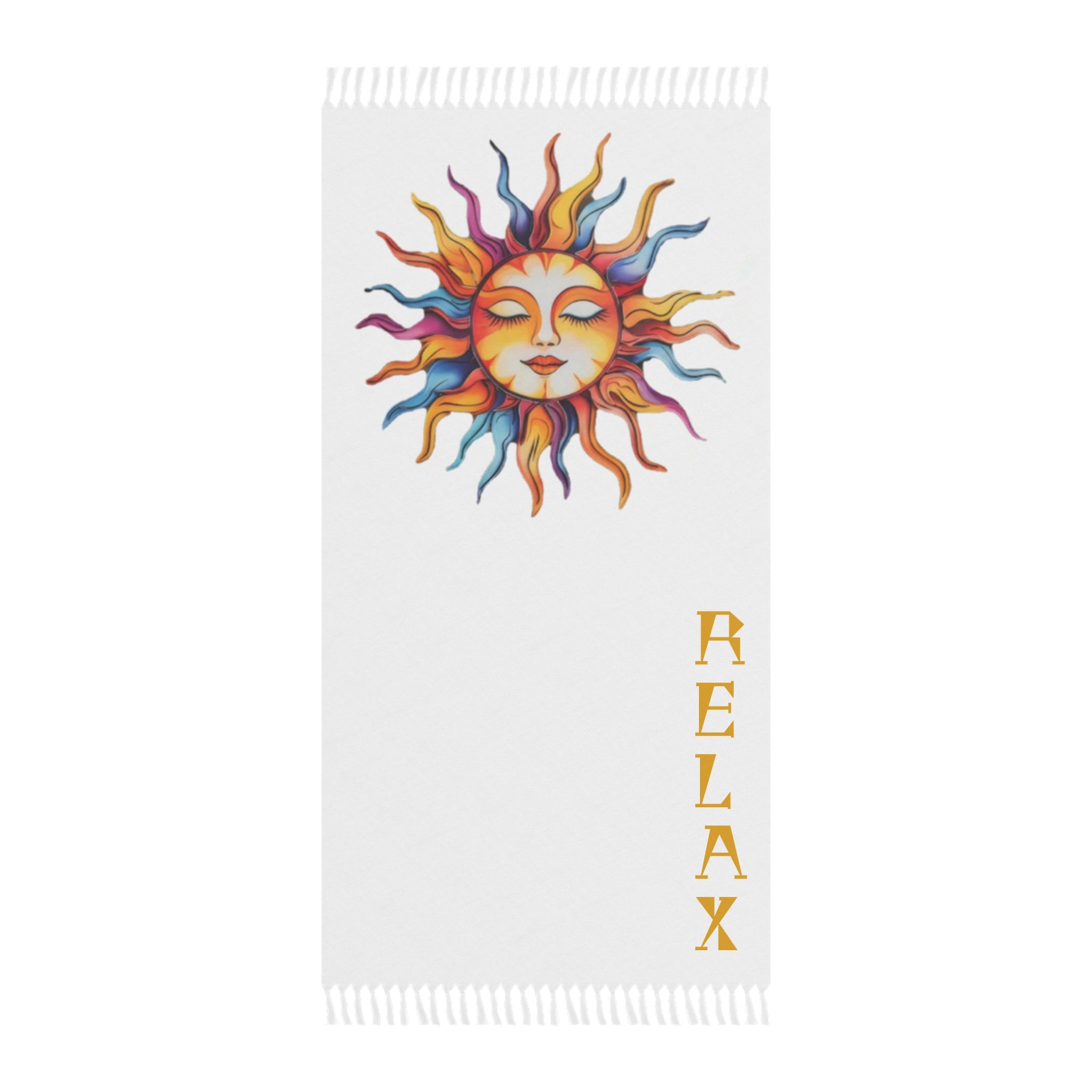 Boho Sun Beach Towel — 'RELAX' Coastal Cotton Fringe Towel
